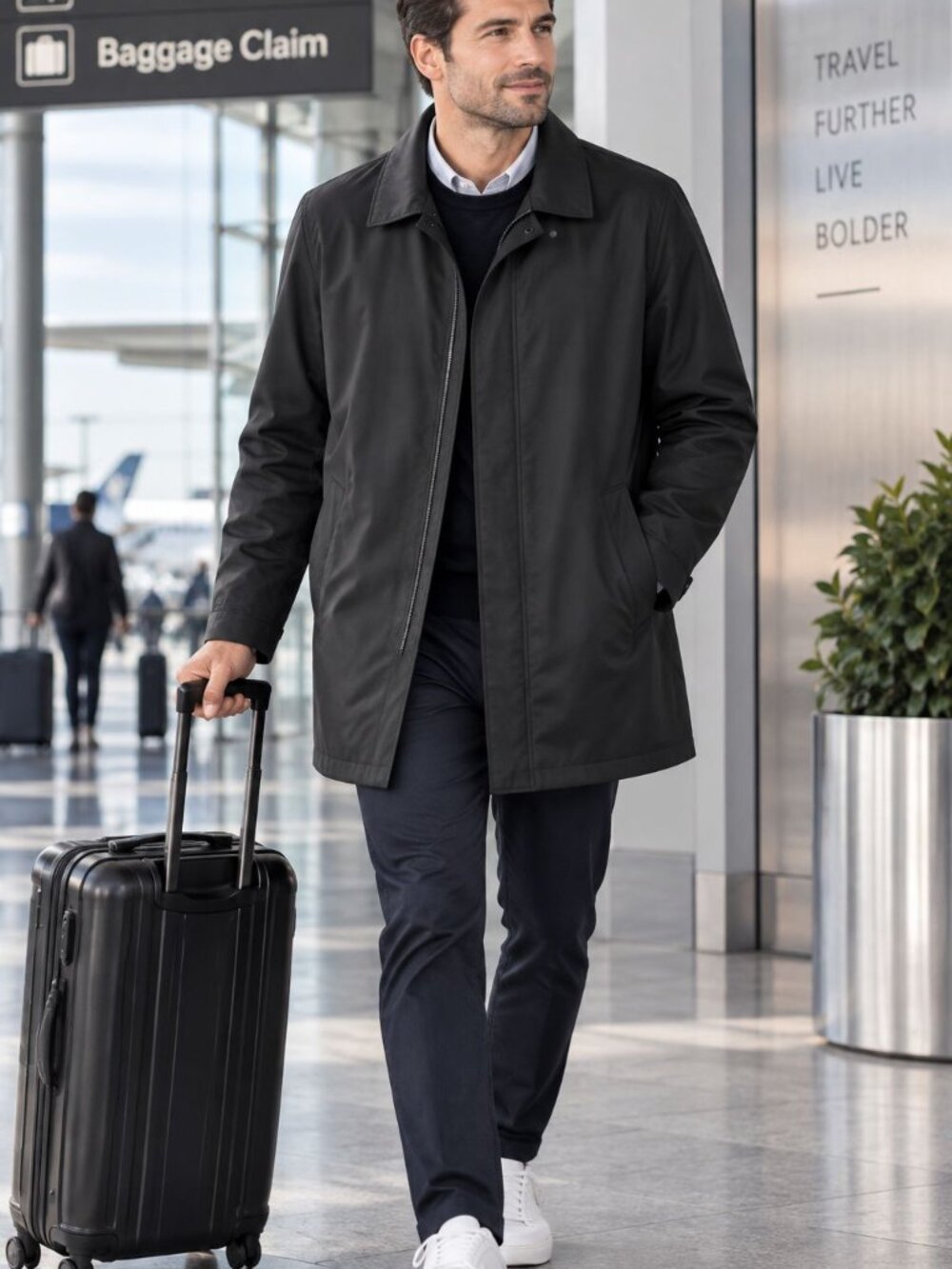 TUMI T-Tech Rain Trench Coat Men XL Black Minimalist Techwear Travel Business